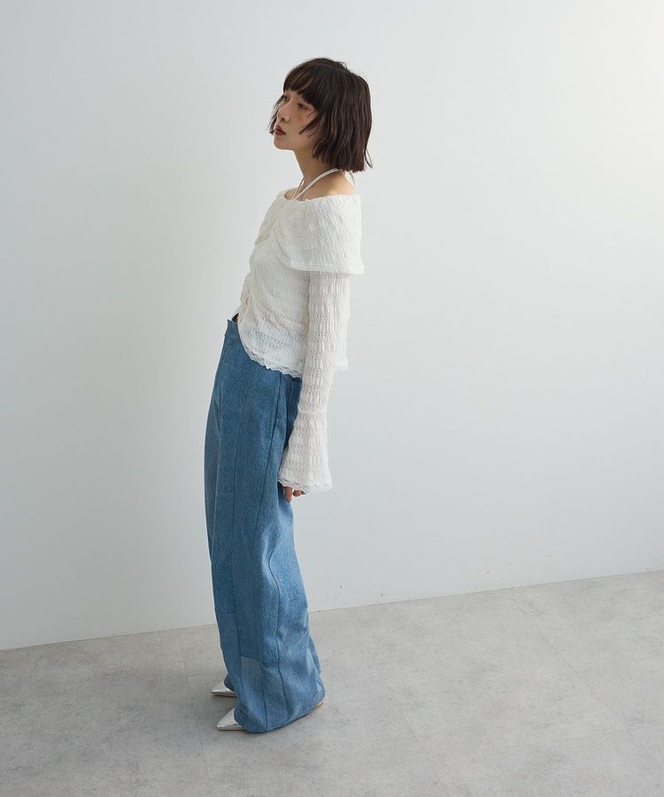 AnriettMusee「シャーリングオフショルプルオーバー」|Tシャツ・カットソー|