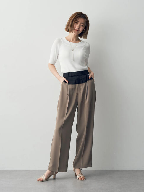 YECCA VECCA「サテン切替ストレートパンツ」|その他|