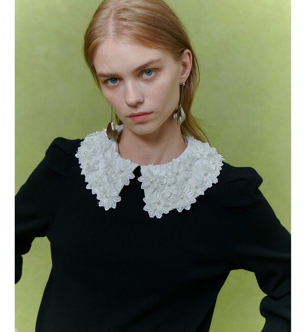 LOULOU WILLOUGHBY「【LOULOU WILLOUGHBY】フラワー衿付プルオーバー」|ニット・セーター|