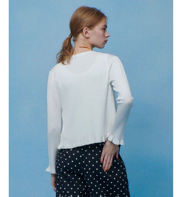 LOULOU WILLOUGHBY「【LOULOU WILLOUGHBY】ワイドリブヘムフリルカーディガン」|カーディガン|