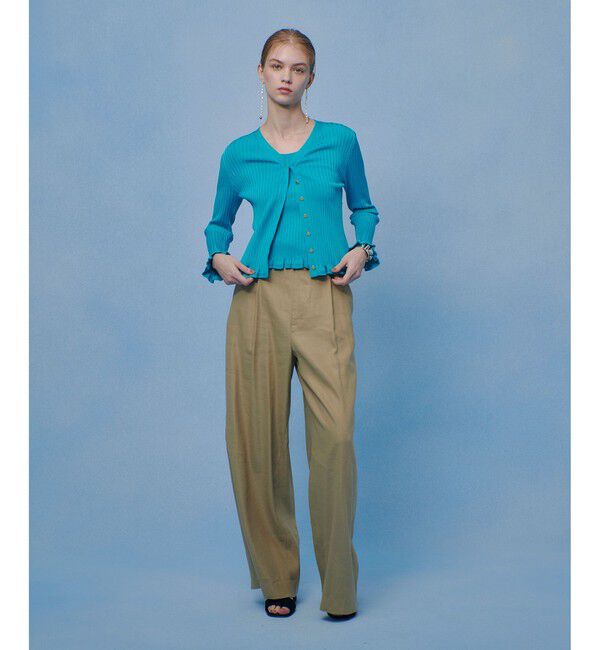 LOULOU WILLOUGHBY「【LOULOU WILLOUGHBY】ワイドリブヘムフリルカーディガン」|カーディガン|