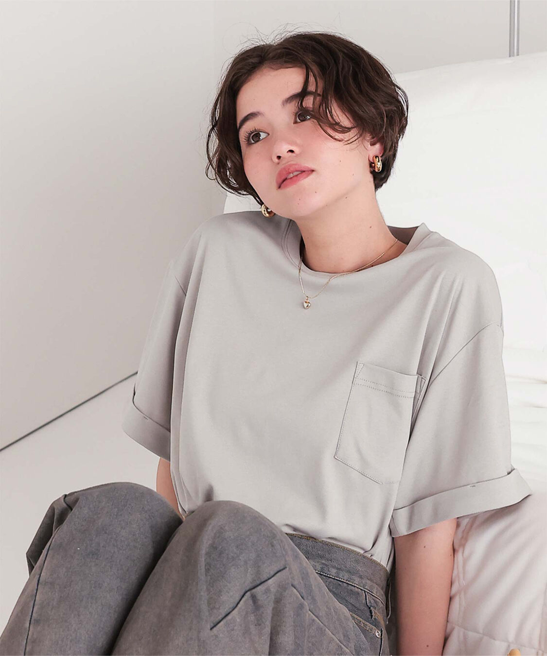 titivate「汗染み防止ポケットTシャツ」|Tシャツ・カットソー|グレー