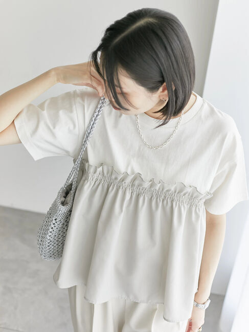 Samansa Mos2 blue「アソートドッキングプルオーバー」|Tシャツ・カットソー|