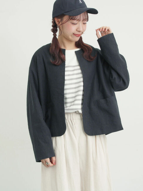 Samansa Mos2「【Cross&times;Linen】クルーネックジャケット」|その他|