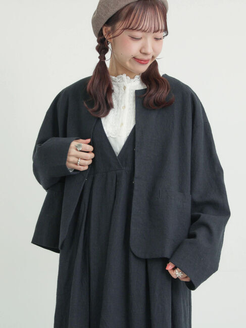 Samansa Mos2「【Cross&times;Linen】クルーネックジャケット」|その他|