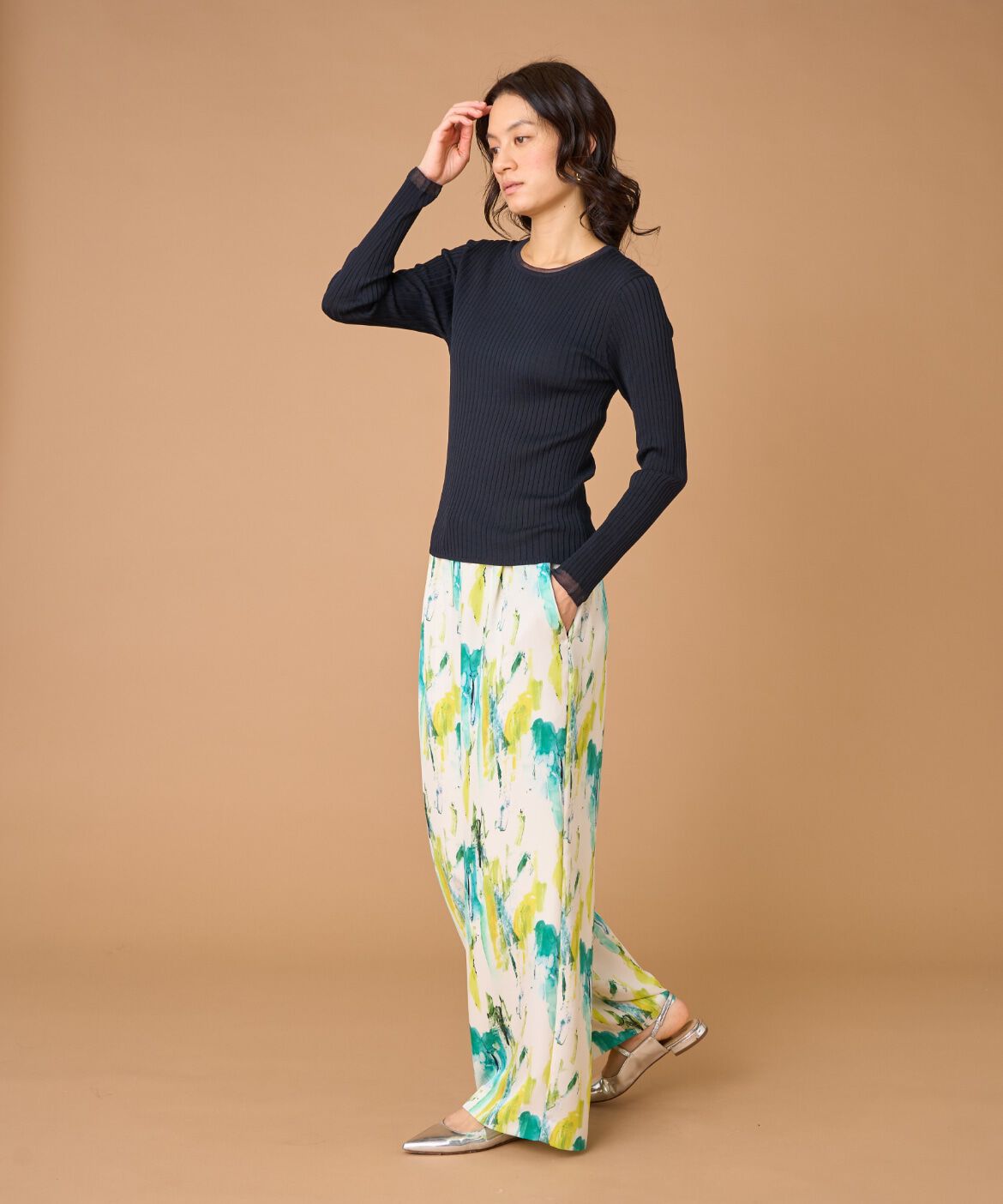 INED「シアードッキングリブニット」|ニット・セーター|