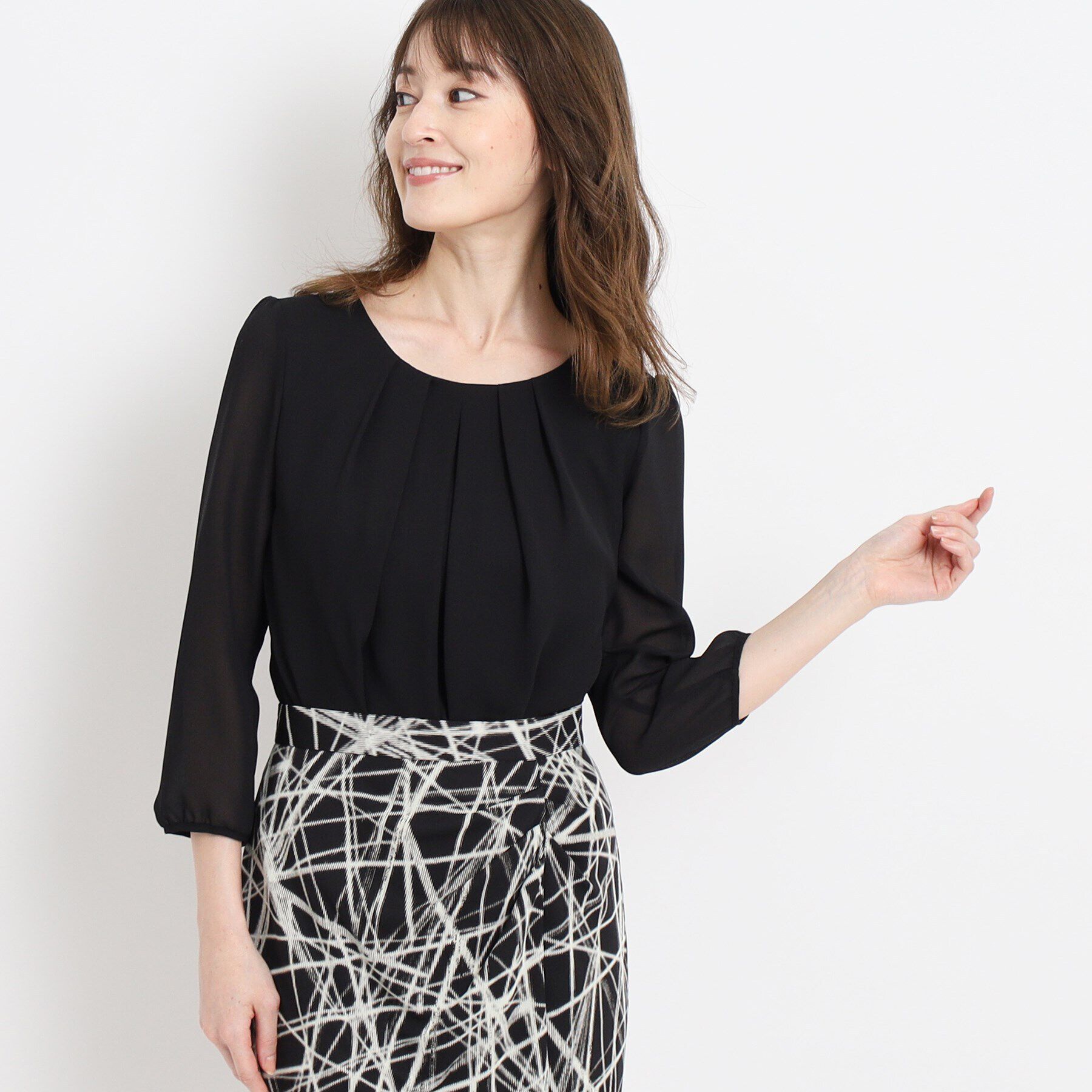 COUP DE CHANCE「【洗える／日本製／通勤】タックブラウス」|シャツ・ブラウス|ブラック(019)