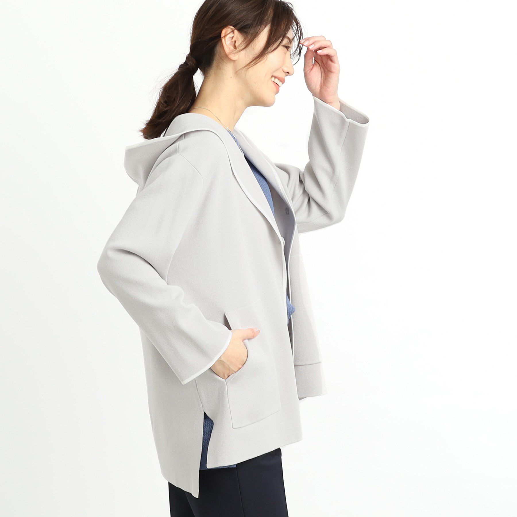 Reflect「【軽羽織りに◎】フーデッドニットカーディガン」|カーディガン|