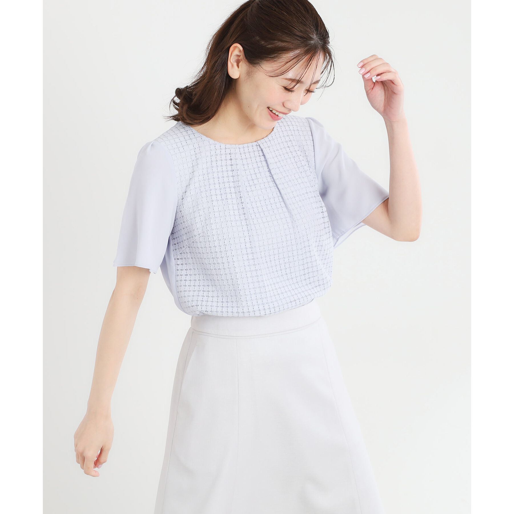 Reflect「【夏SALE／手洗い可】幾何柄レースブラウス」|シャツ・ブラウス|