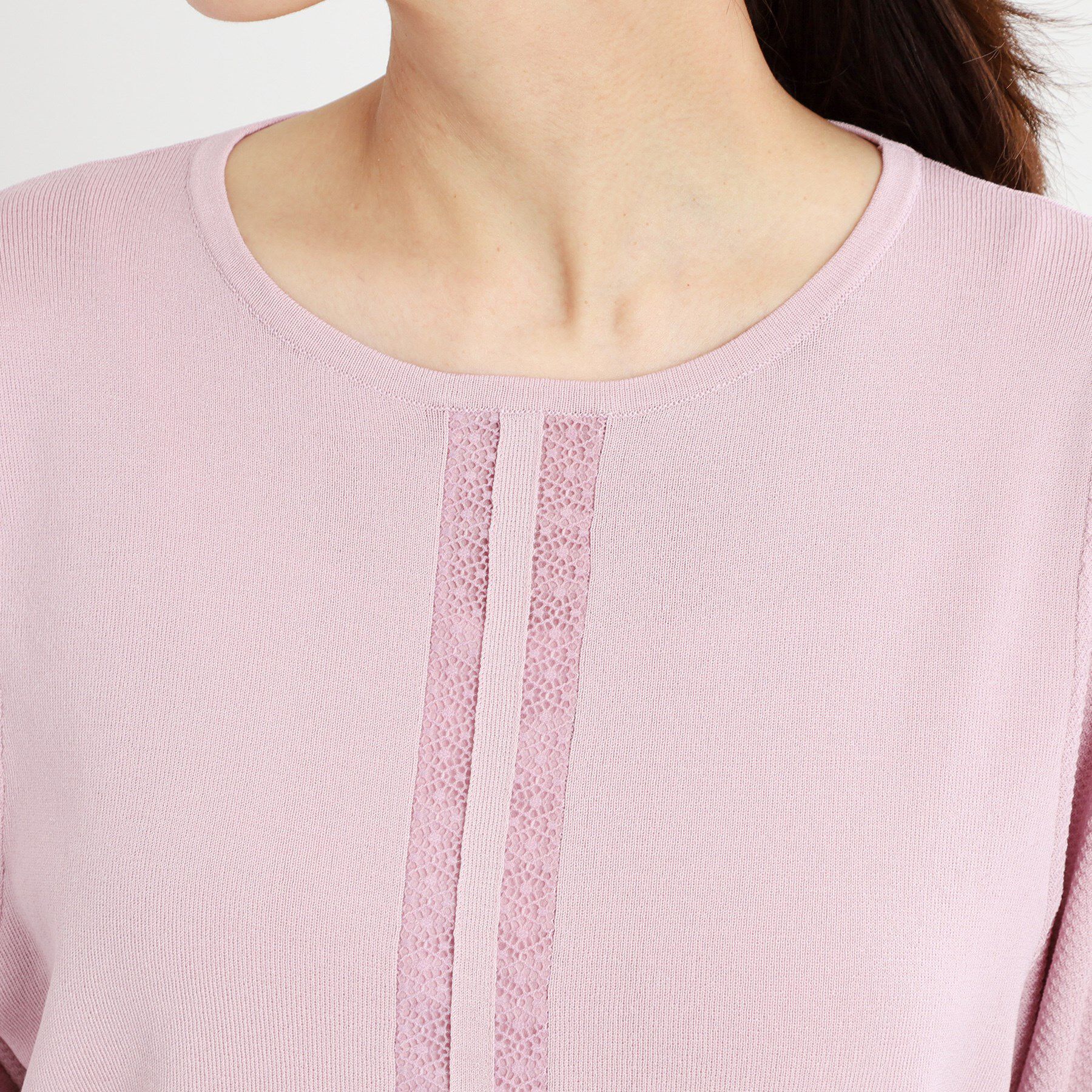 Reflect「【接触冷感／洗える／ジャケットインナーにおすすめ】レースデザインニット」|ニット・セーター|