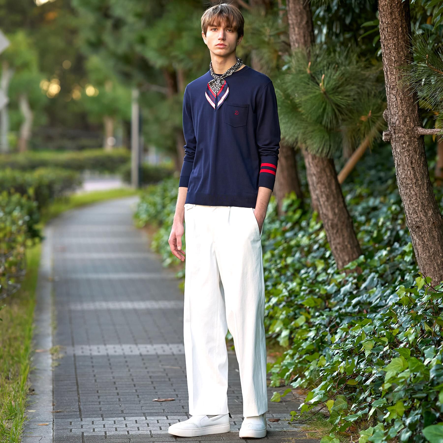 DRESSTERIOR「コットンシルク クルーニット」|ニット・セーター|