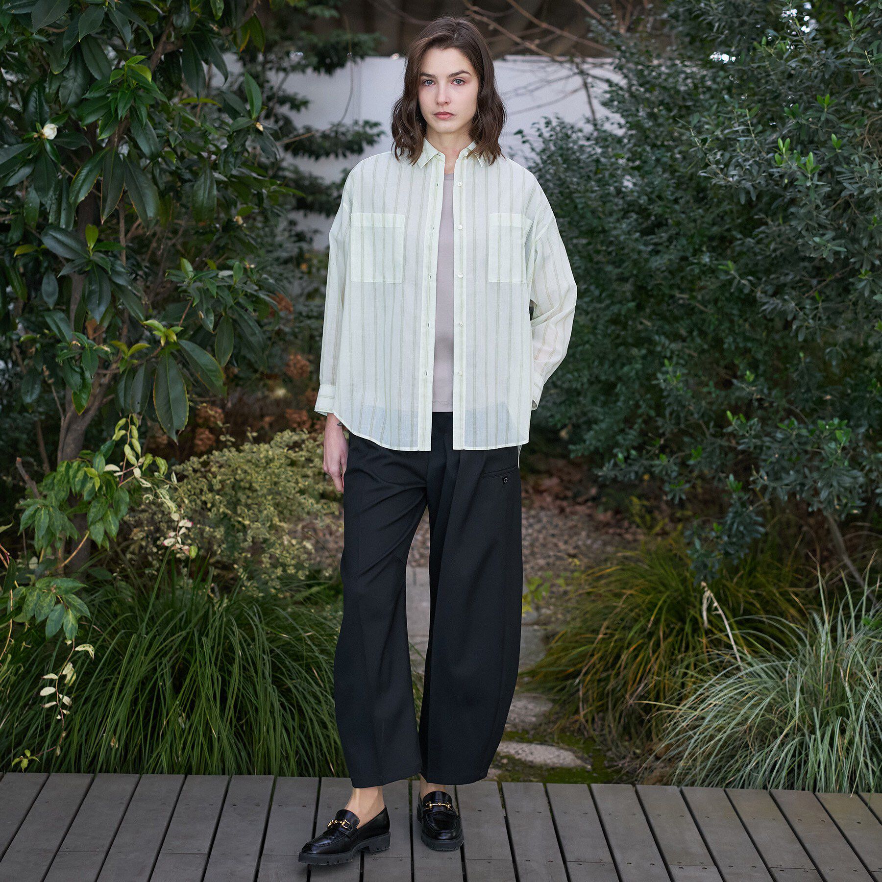 DRESSTERIOR「ストライプシアーシャツ」|シャツ・ブラウス|