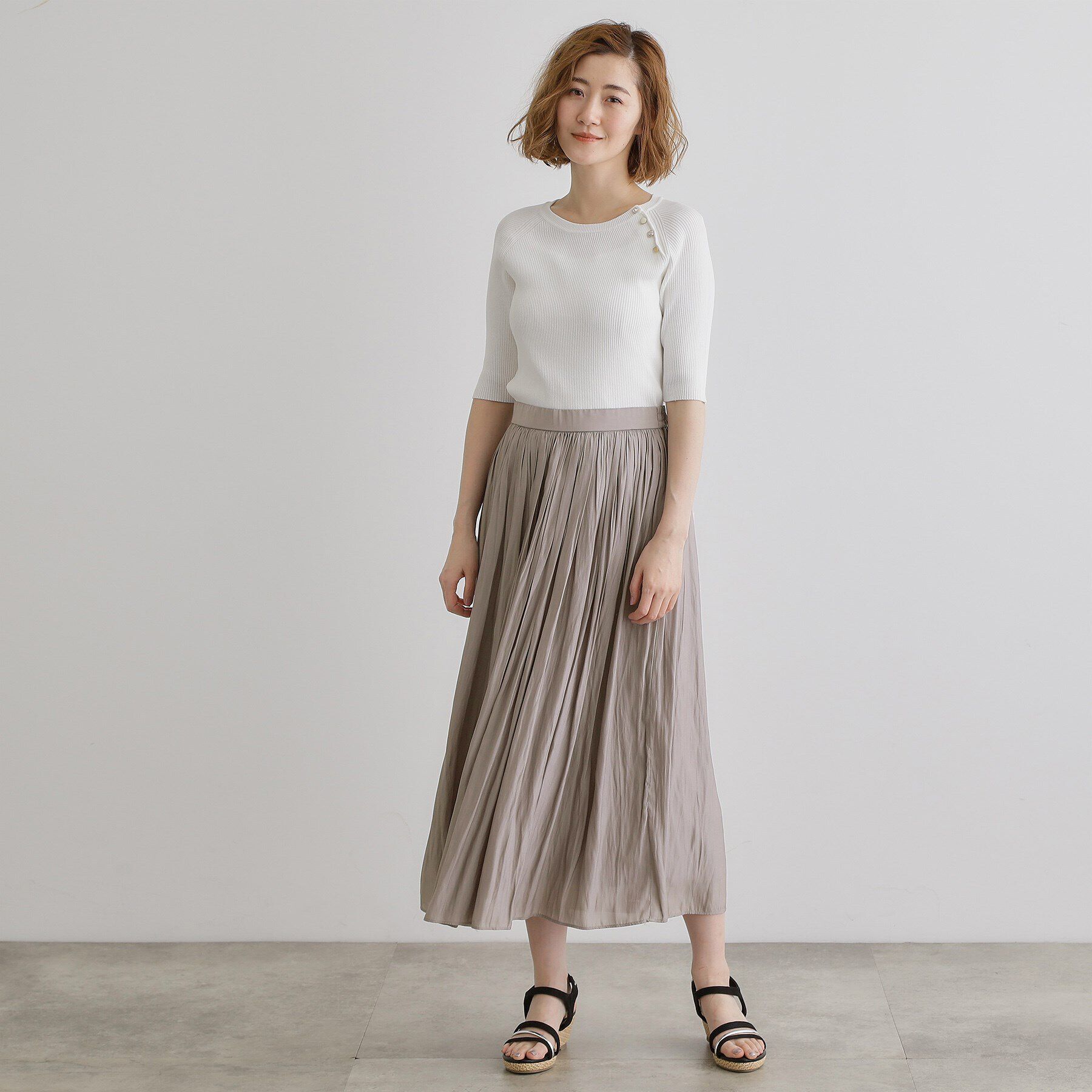 grove「割線サテンギャザースカート」|スカート|