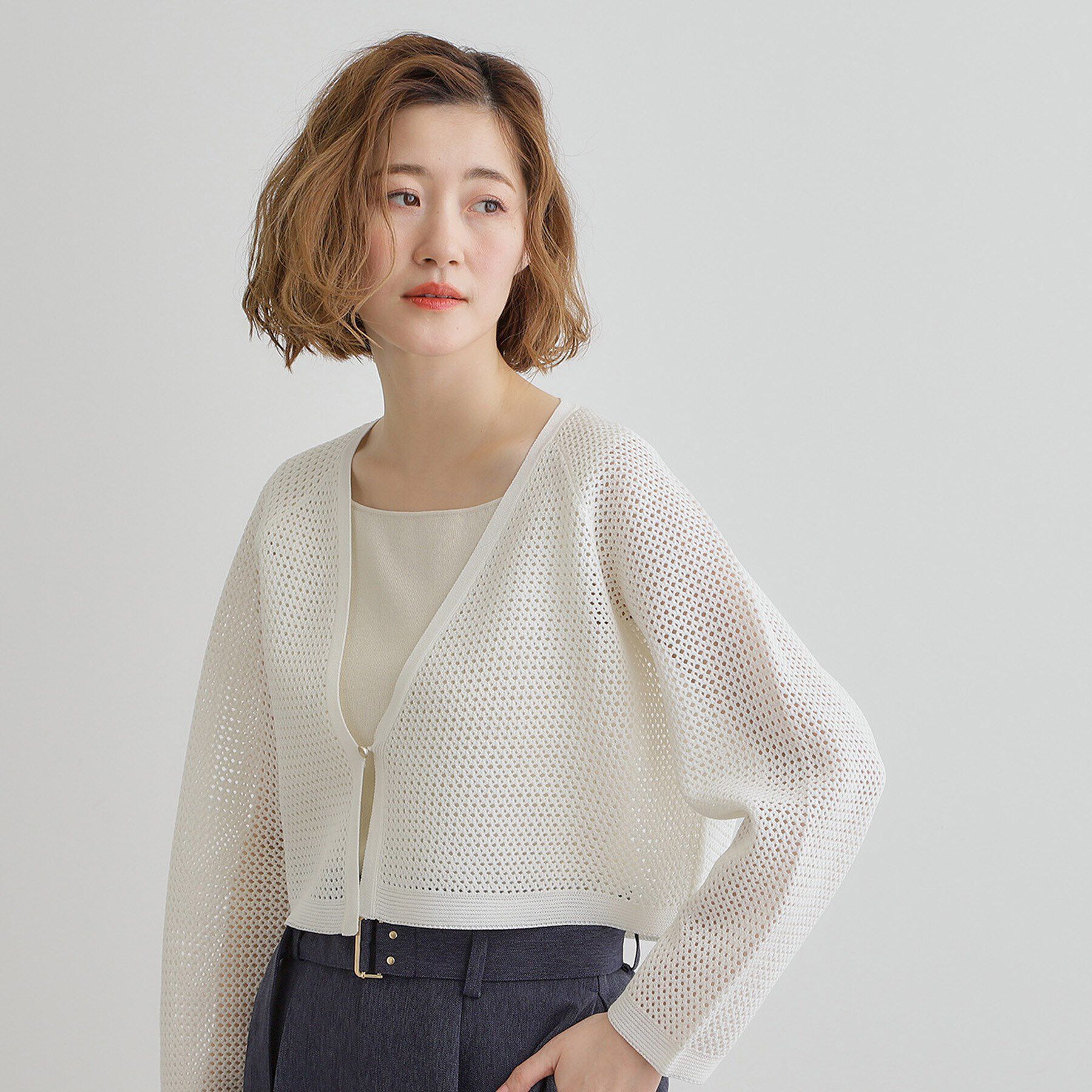 grove「ワイドスリーブメッシュカーディガン」|カーディガン|