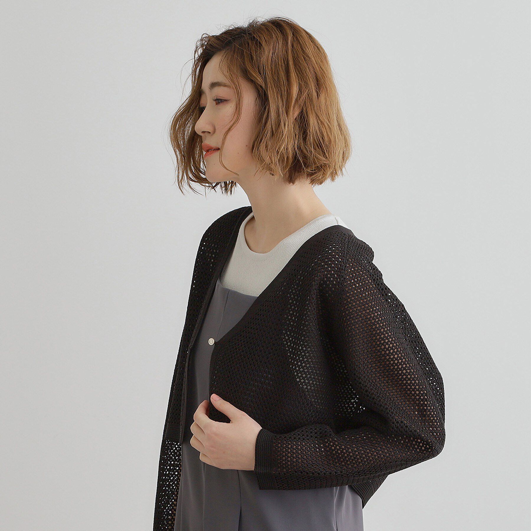 grove「ワイドスリーブメッシュカーディガン」|カーディガン|
