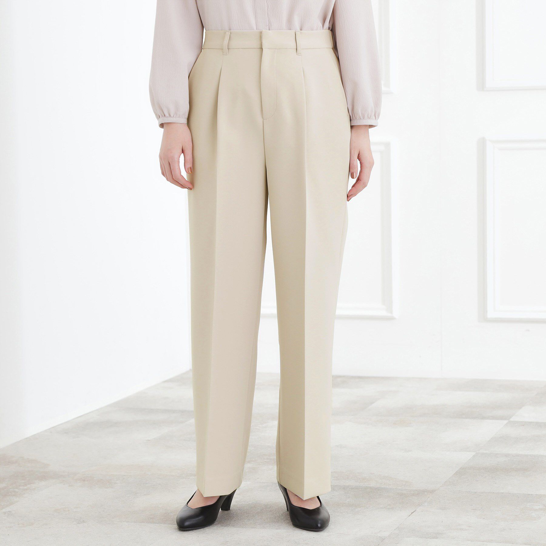 grove「【マシンウォッシュ／防シワ/SS-3L】ストレッチワイドパンツ」|その他|