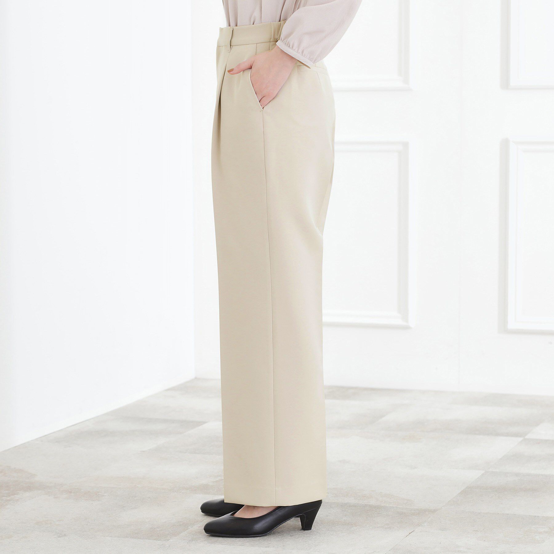 grove「【マシンウォッシュ／防シワ/SS-3L】ストレッチワイドパンツ」|その他|