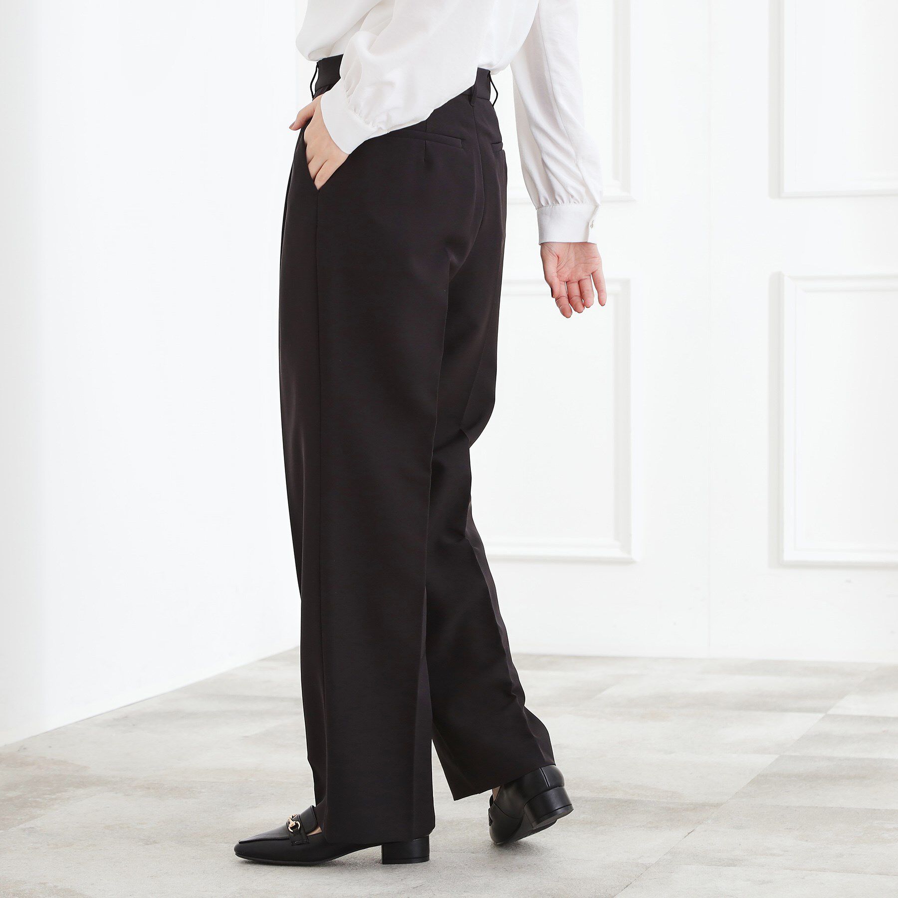 grove「【マシンウォッシュ／防シワ/SS-3L】ストレッチワイドパンツ」|その他|