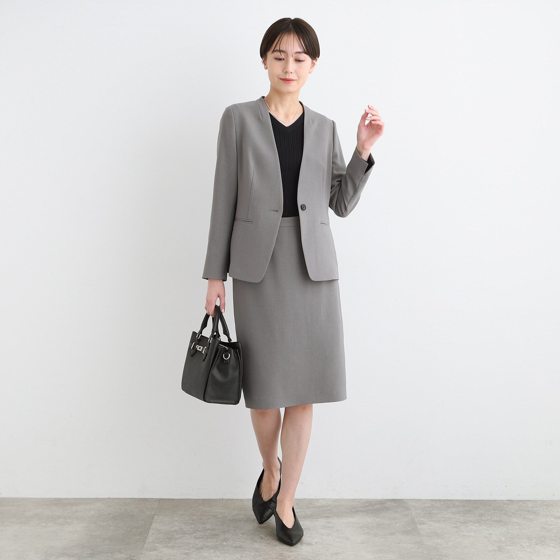 INDIVI「【定番スーツ／UVケア／イージーケア／洗える】ウール調ストレートスカート」|スーツ|