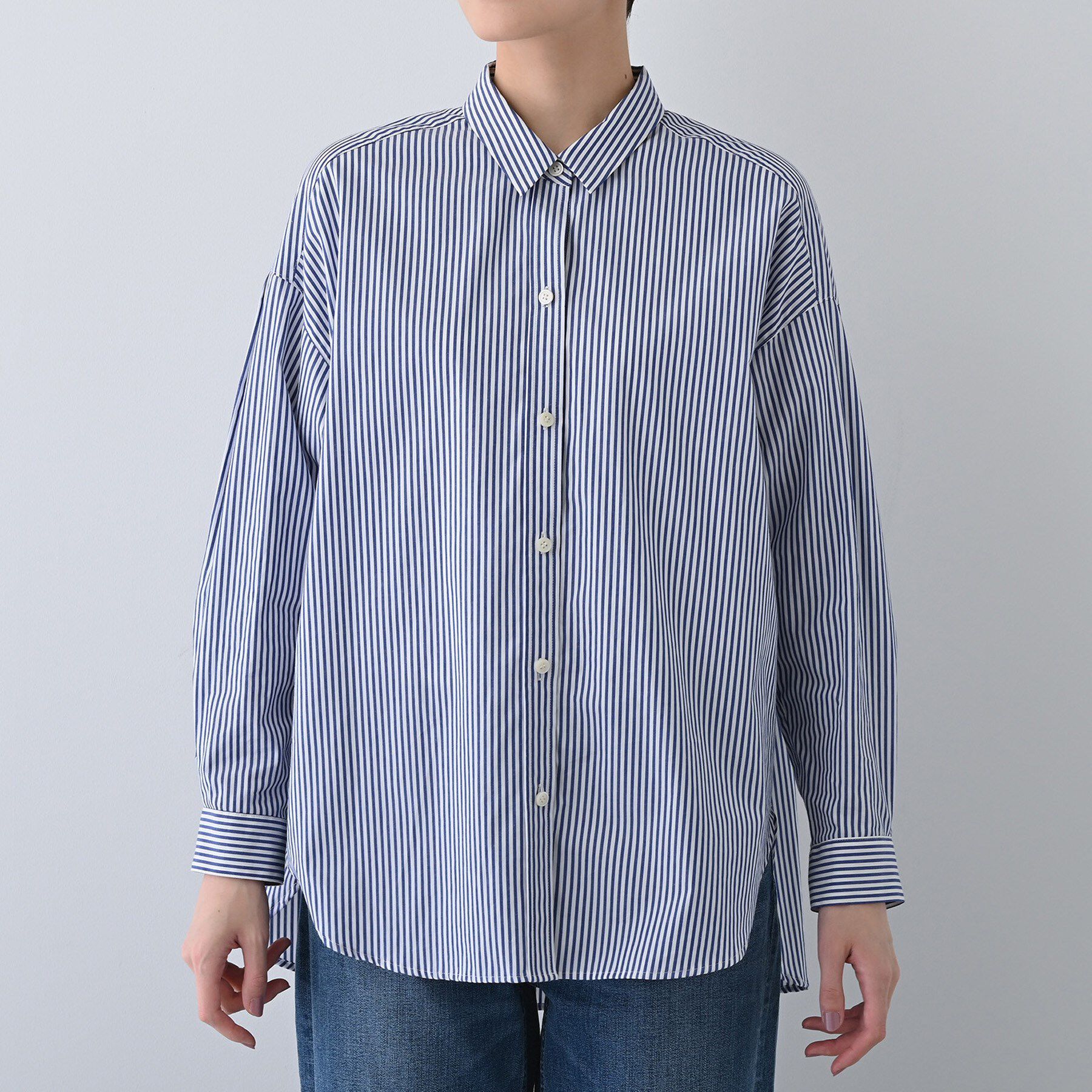 INDIVI「【UVケア／カラーストライプ柄】袖コンシャスシャツ」|シャツ・ブラウス|