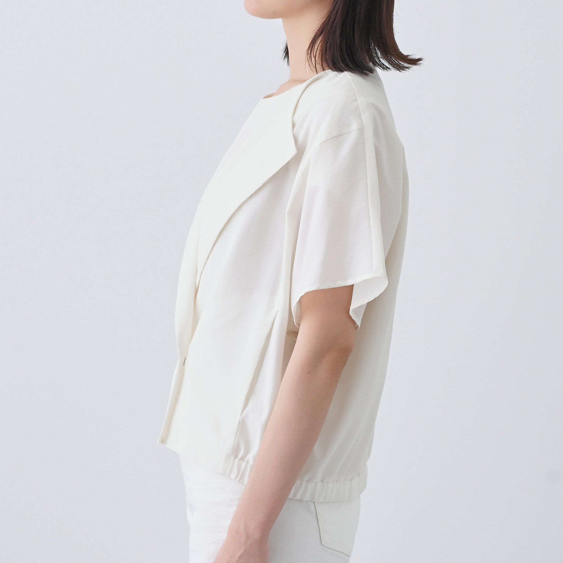 INDIVI「【通気性◎撥水／UVケア】フレンチスリーブ ブラウスライクジャケット」|テーラードジャケット|