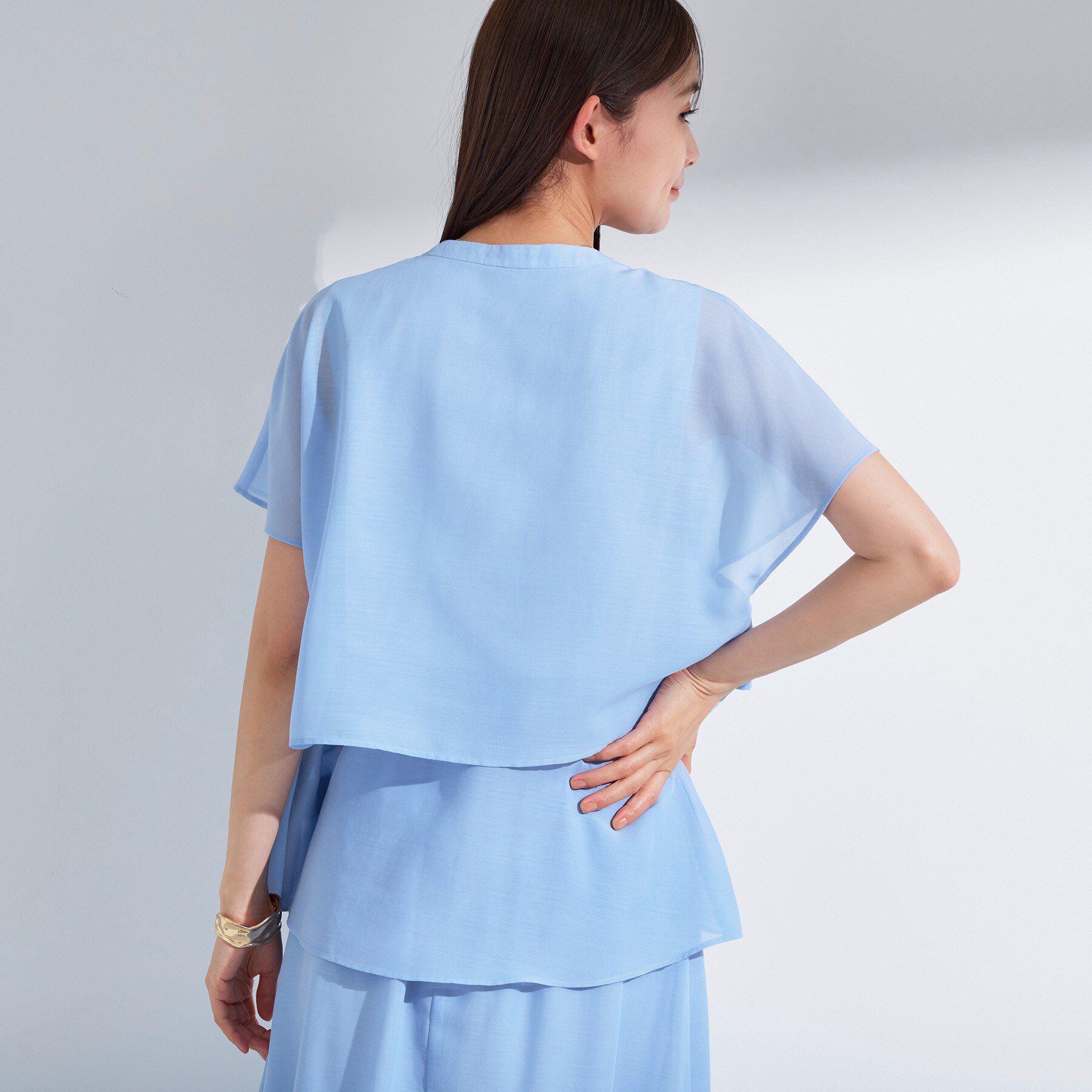 INDIVI「新色登場！【洗える／エアリー】ティアードブラウス」|シャツ・ブラウス|