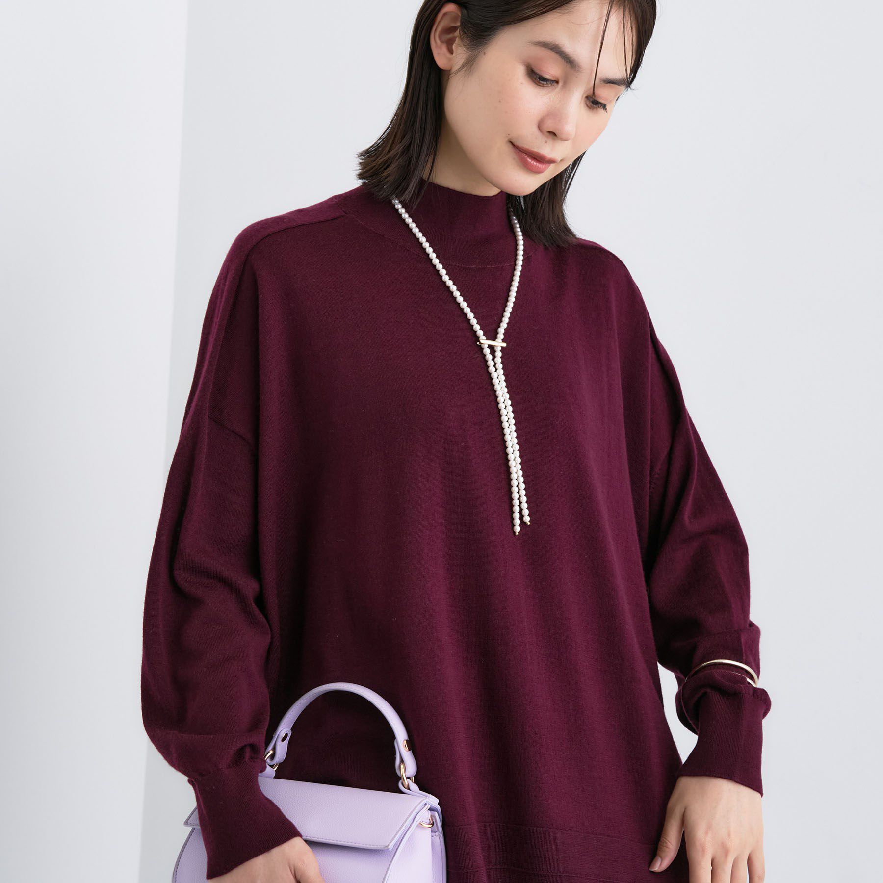 INDIVI「【洗える／毛玉になりにくい】エクストラファインウール ハイネックニット」|ニット・セーター|