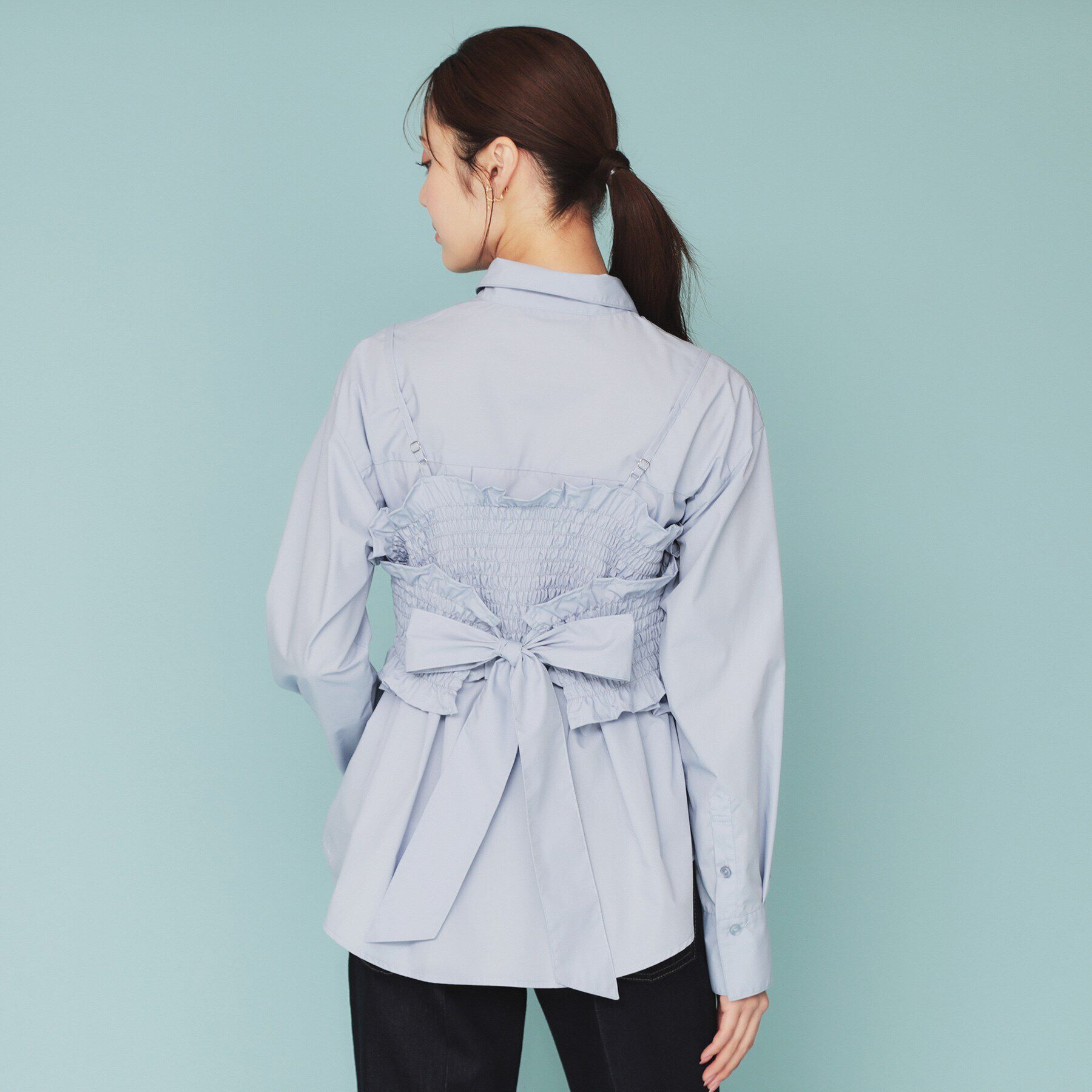 index「《andGIRL掲載》ビスチェレイヤードロングシャツ【洗濯機洗い可】」|シャツ・ブラウス|