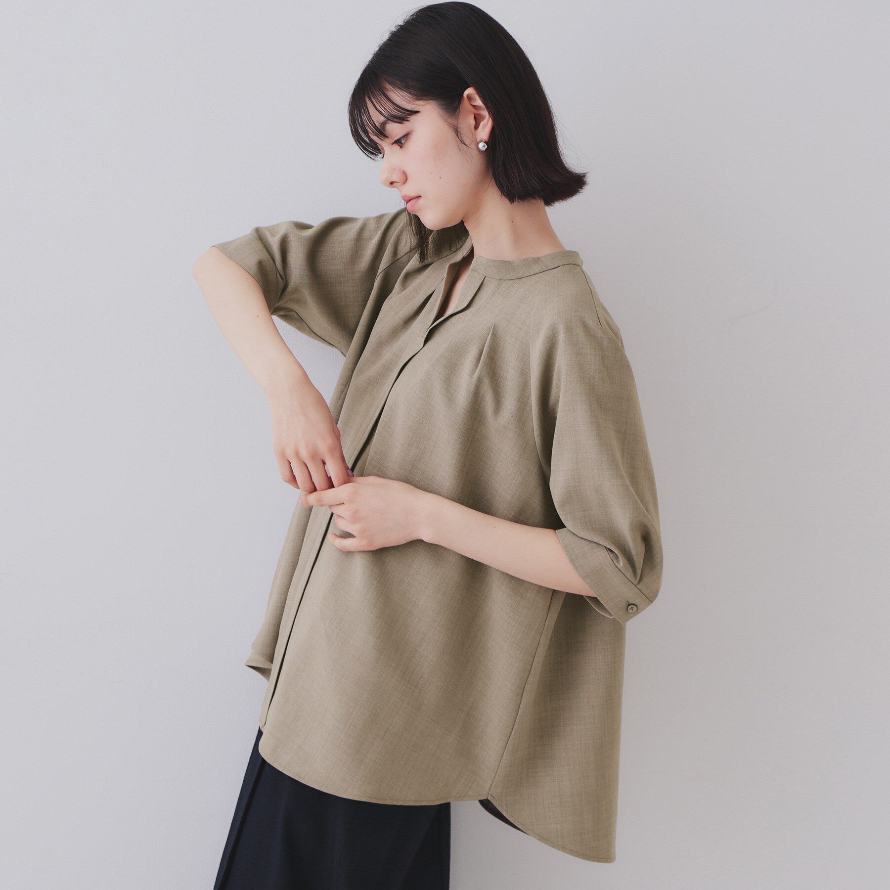 OPAQUE.CLIP「タックスキッパーブラウス【洗濯機洗い可】」|シャツ・ブラウス|