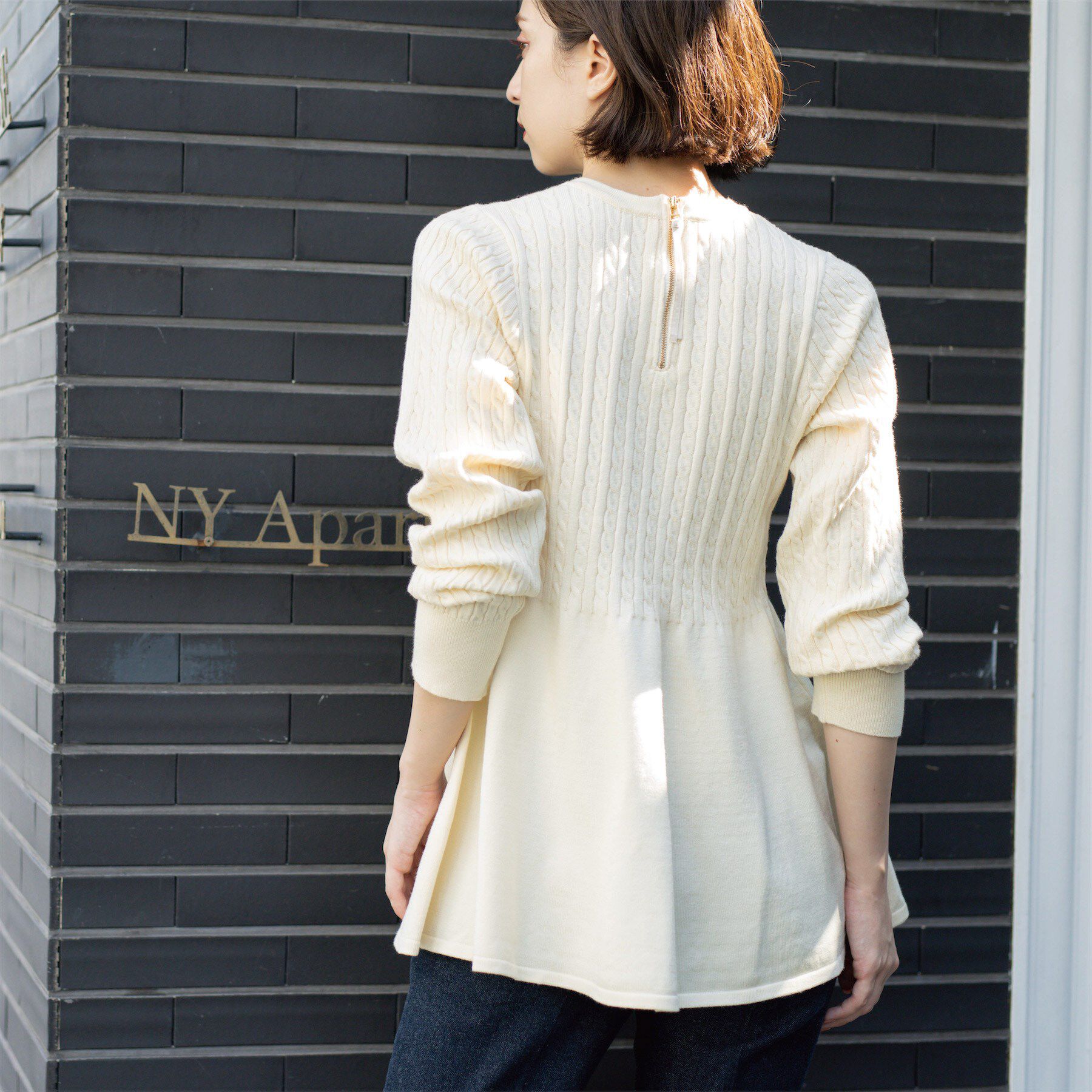 OPAQUE.CLIP「ミニケーブル切替ペプラムニット」|ニット・セーター|