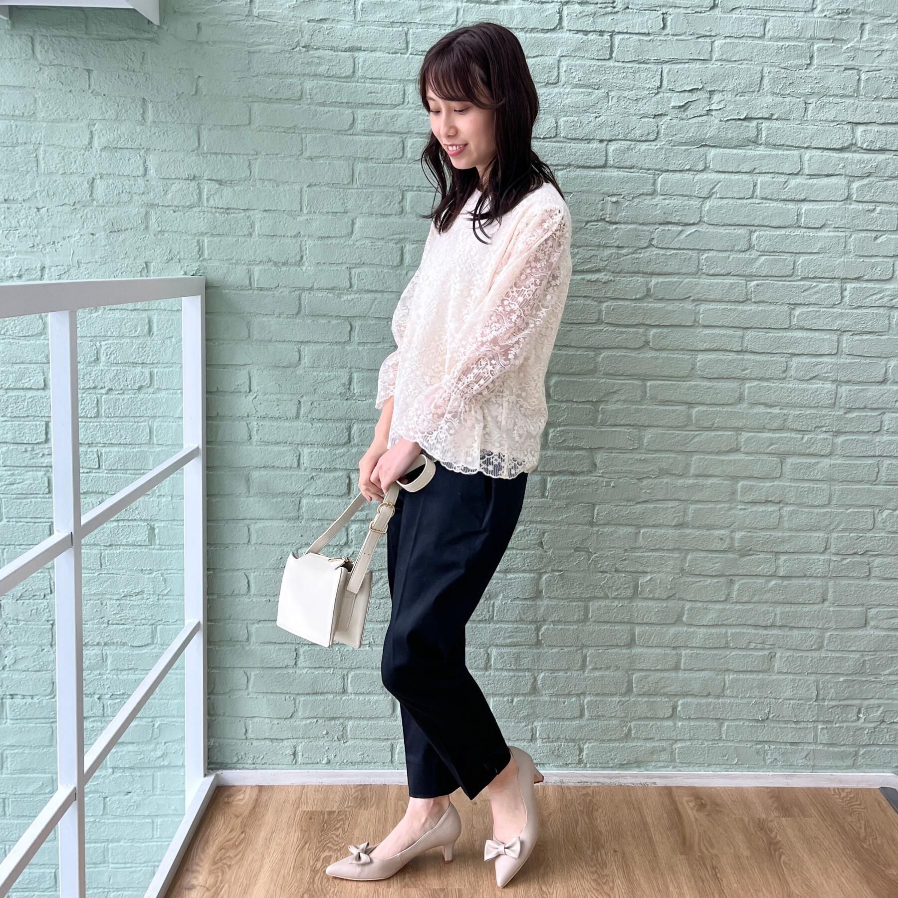 Couture broach「【スッキリ見え・美脚・通勤】リボンポイントサテストパンツ」|その他|