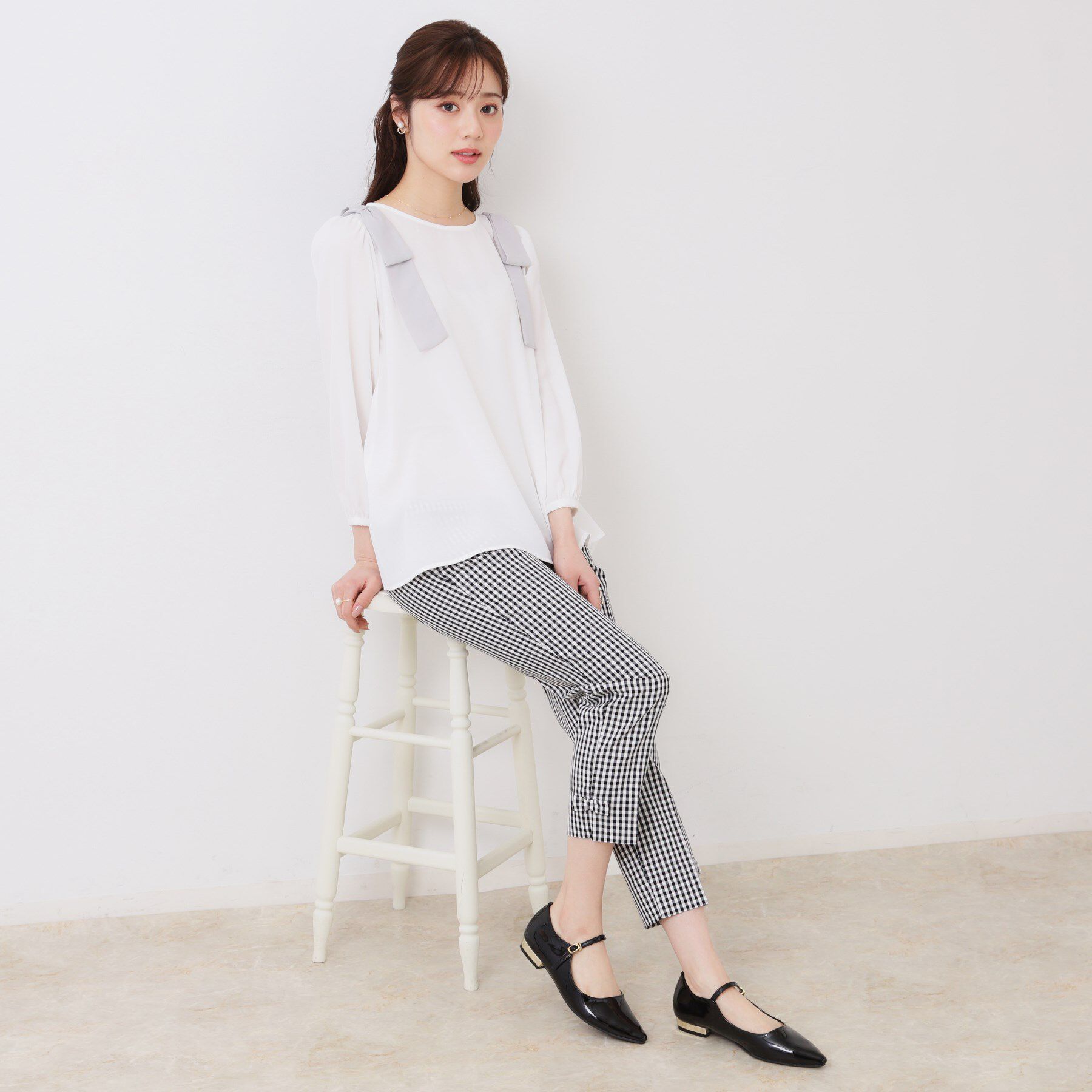 Couture broach「【スッキリ見え・美脚・通勤】リボンポイントサテストパンツ」|その他|