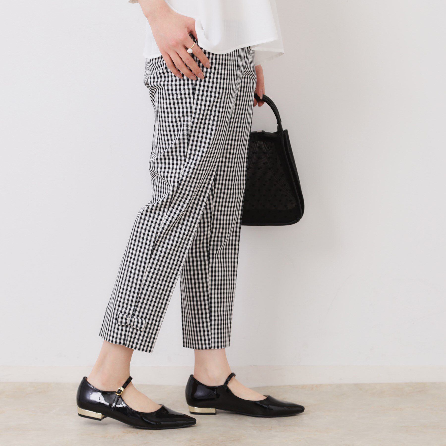 Couture broach「【スッキリ見え・美脚・通勤】リボンポイントサテストパンツ」|その他|