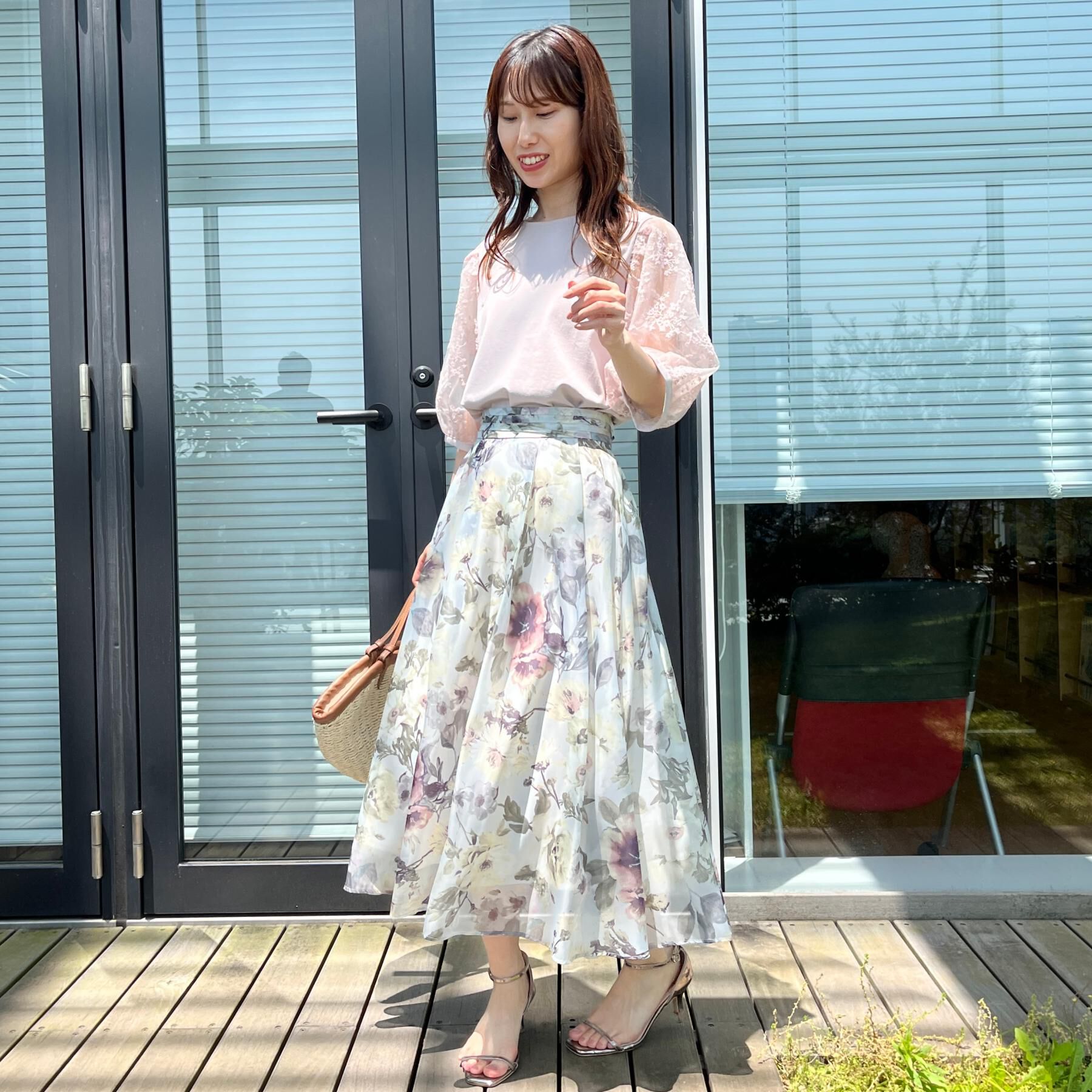 Couture broach「【接触冷感・UV・マシンウォッシャブル】袖レースデザイントップス」|Tシャツ・カットソー|