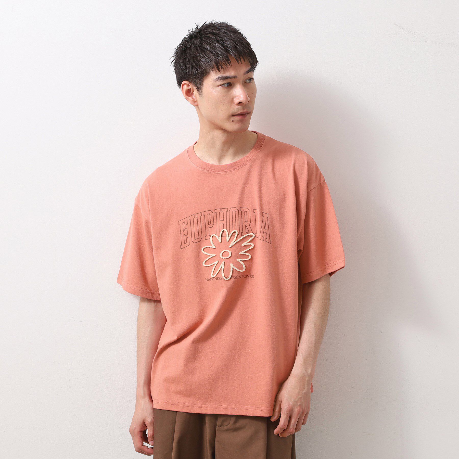 THE SHOP TK「刺繍ロゴ半袖Ｔシャツ　【洗濯機OK/ユニセックス】」|Tシャツ・カットソー|ピンク(071)