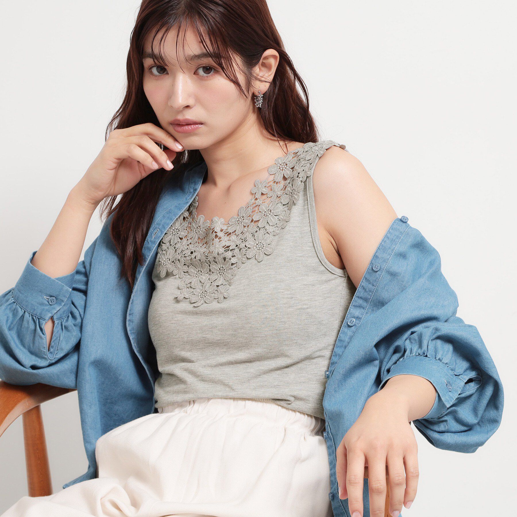 THE SHOP TK「モチーフレースタンク」|キャミソール|