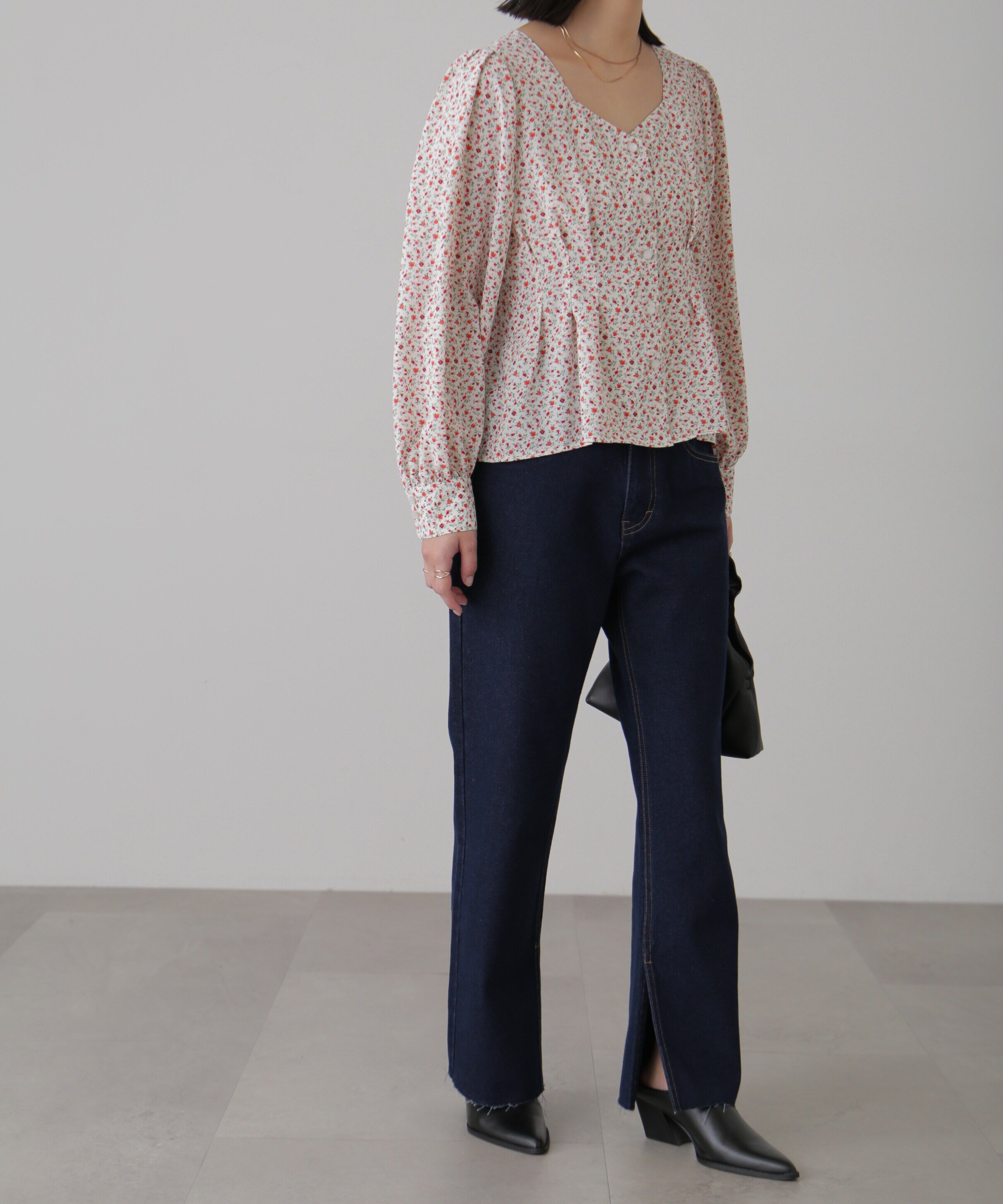  「ウエストタック花柄ブラウス」|シャツ・ブラウス|