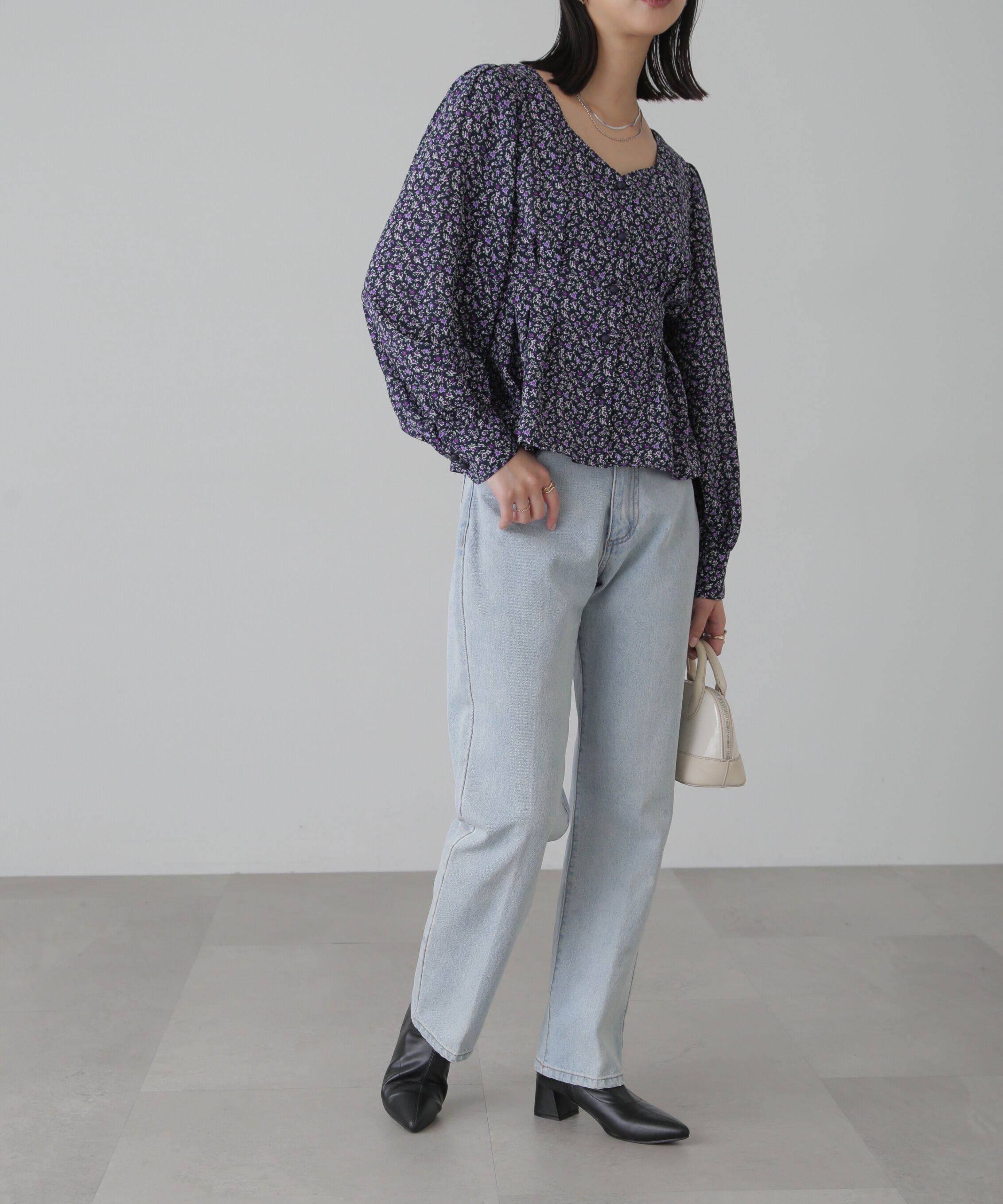  「ウエストタック花柄ブラウス」|シャツ・ブラウス|