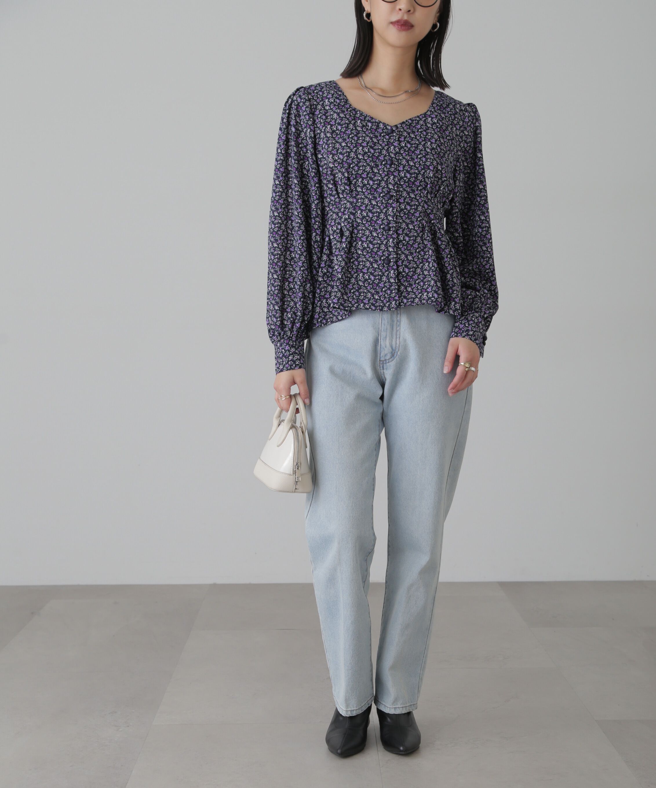  「ウエストタック花柄ブラウス」|シャツ・ブラウス|