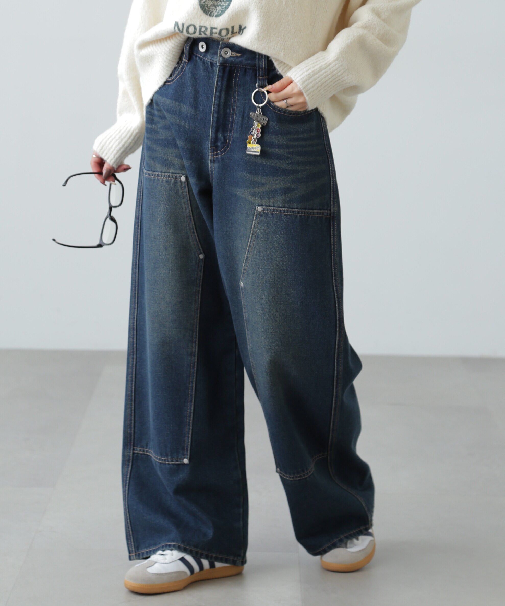  「ダブルニーワイドデニムパンツ」|その他|