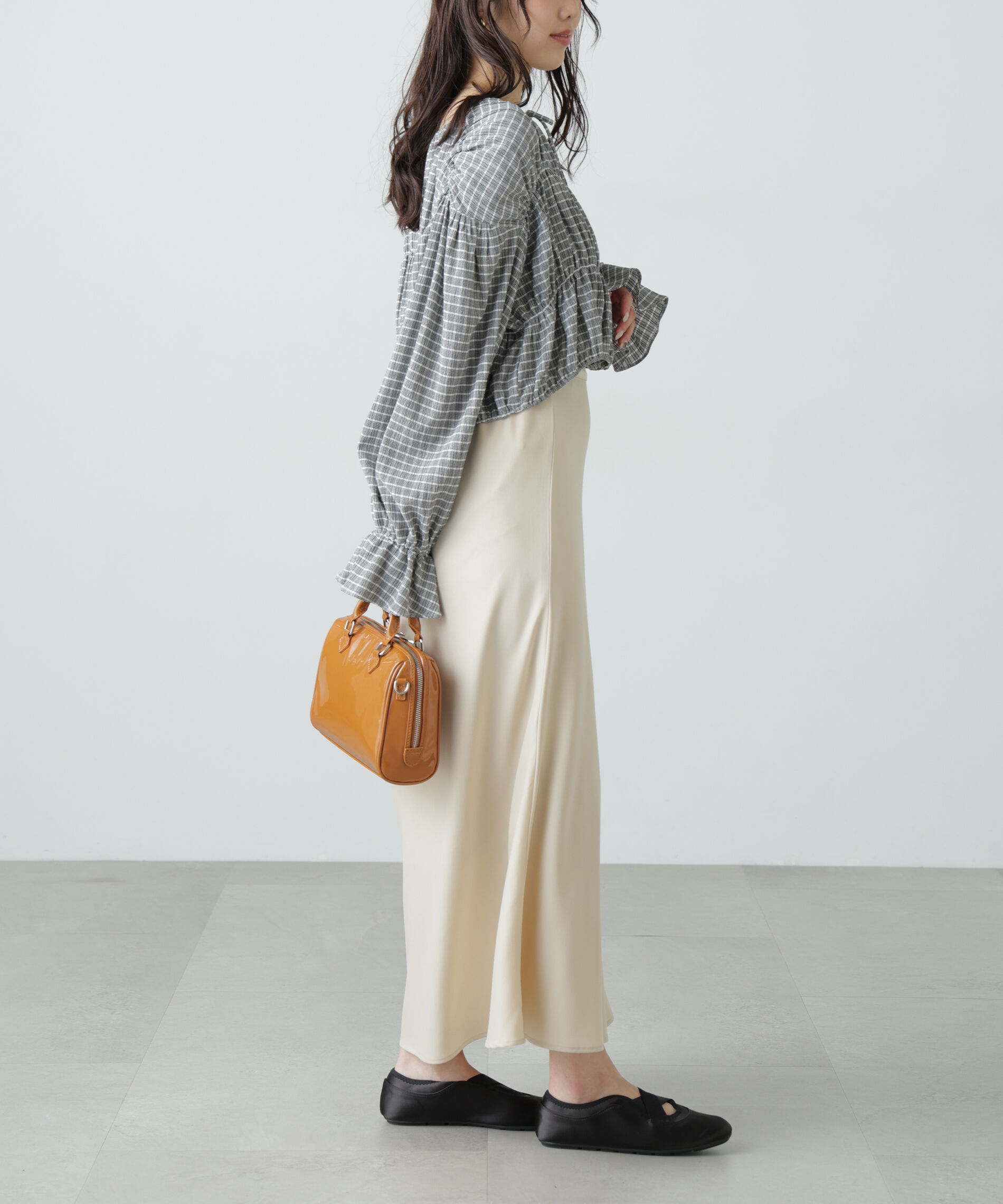  「シアーギャザー前開き短丈ブラウス」|シャツ・ブラウス|