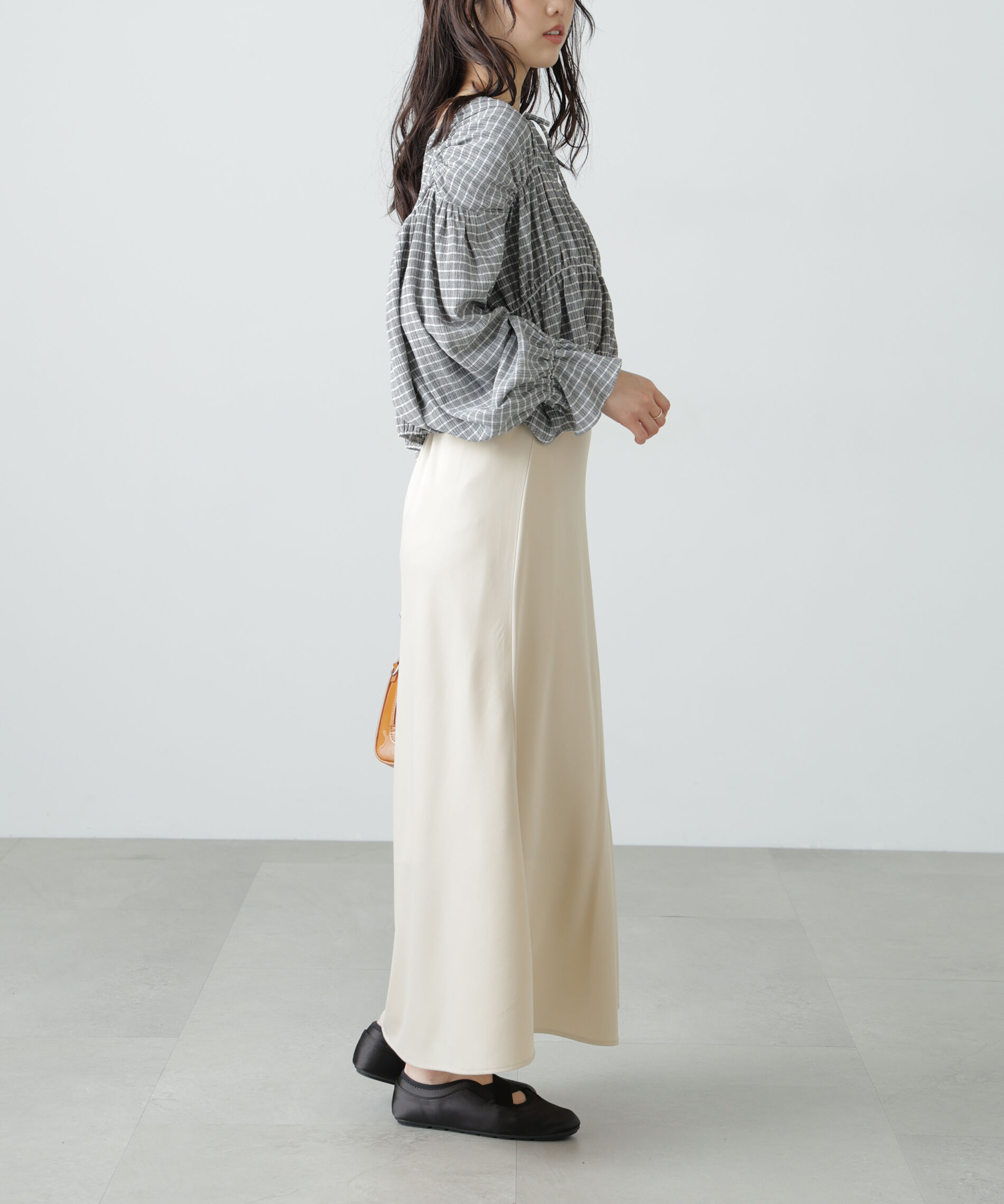  「シアーギャザー前開き短丈ブラウス」|シャツ・ブラウス|