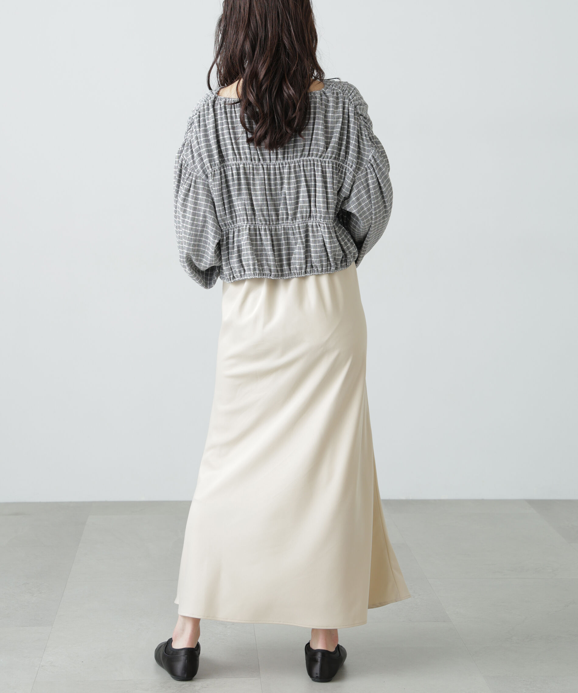  「シアーギャザー前開き短丈ブラウス」|シャツ・ブラウス|