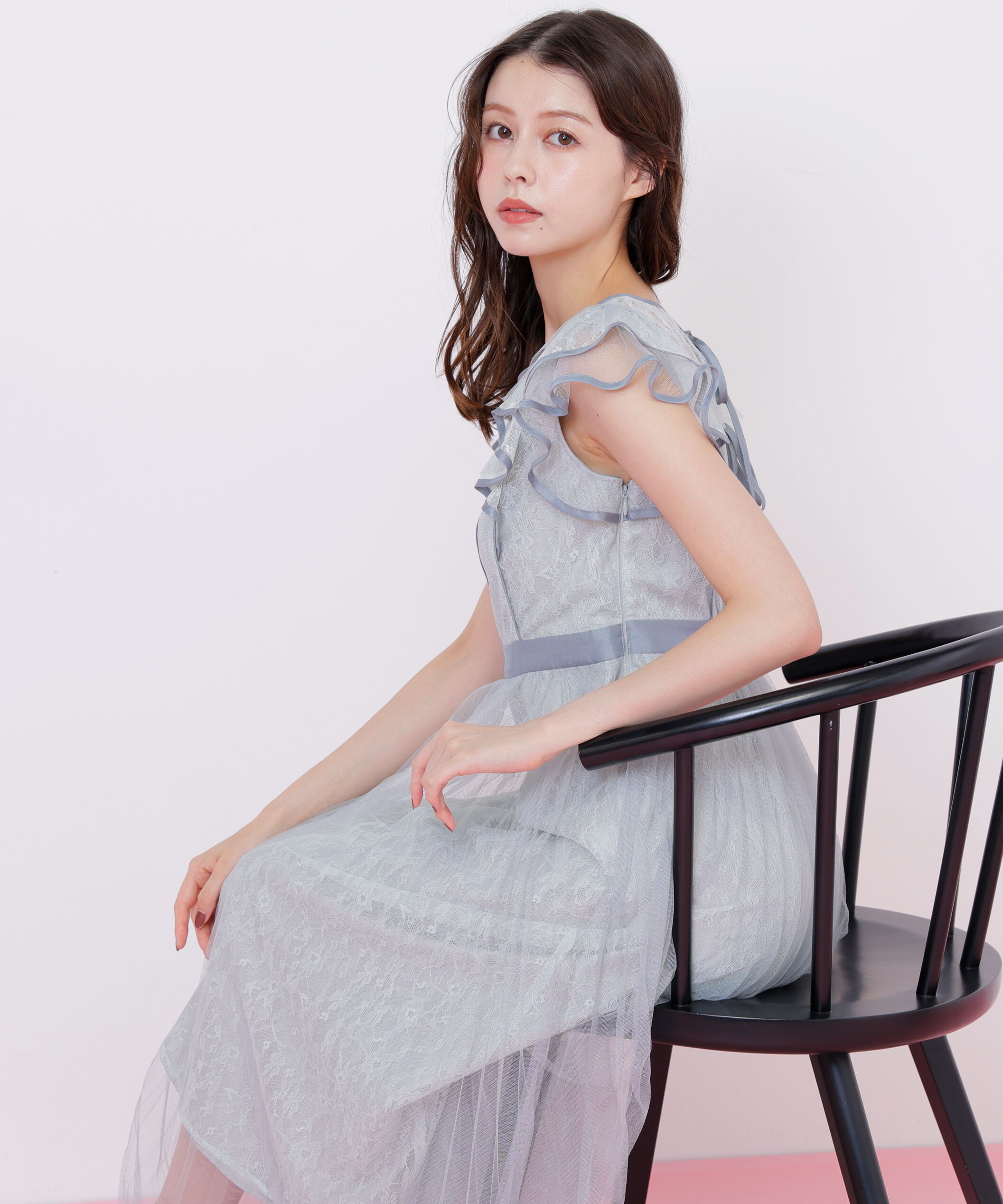  「配色パイピングレースワンピース」|ワンピース|グリーン