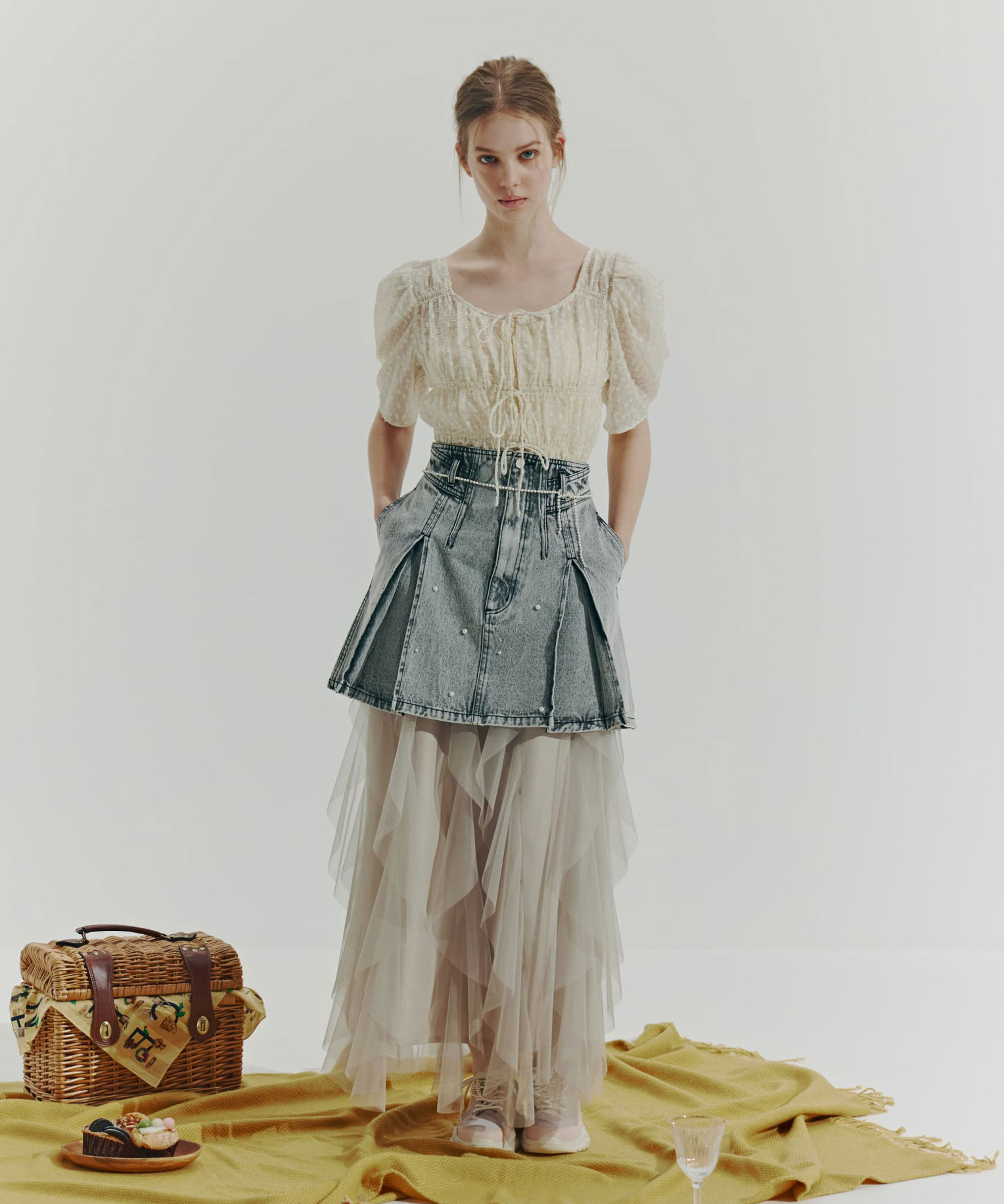  「構築パネルデニムミニスカート」|スカート|