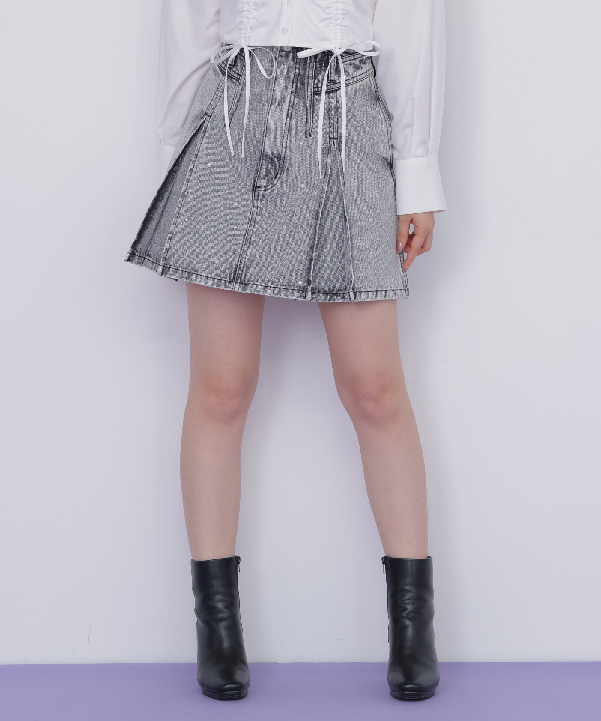  「構築パネルデニムミニスカート」|スカート|