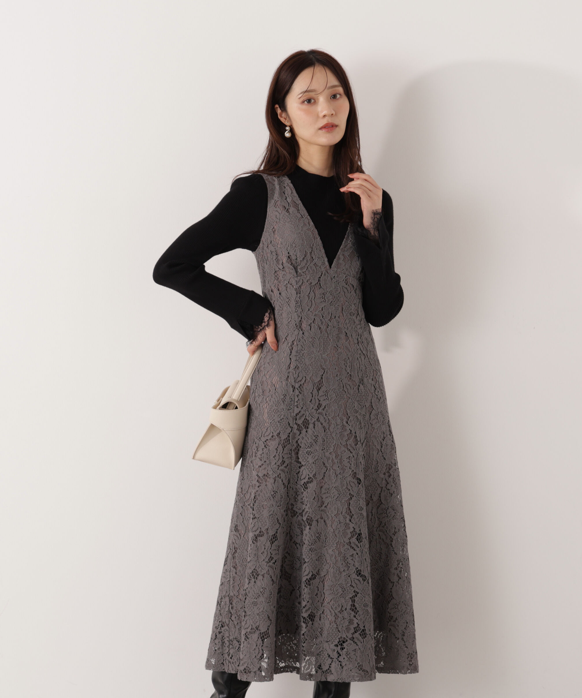 PROPORTION BODY DRESSING「Vネックレースジャンスカ 26SS」|ワンピース|