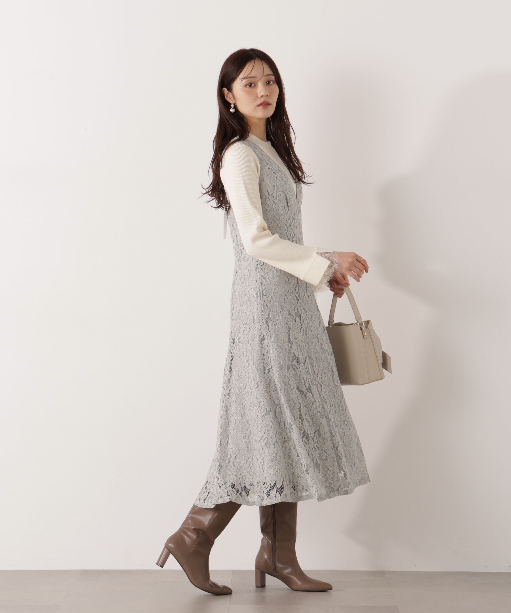 PROPORTION BODY DRESSING「Vネックレースジャンスカ 26SS」|ワンピース|