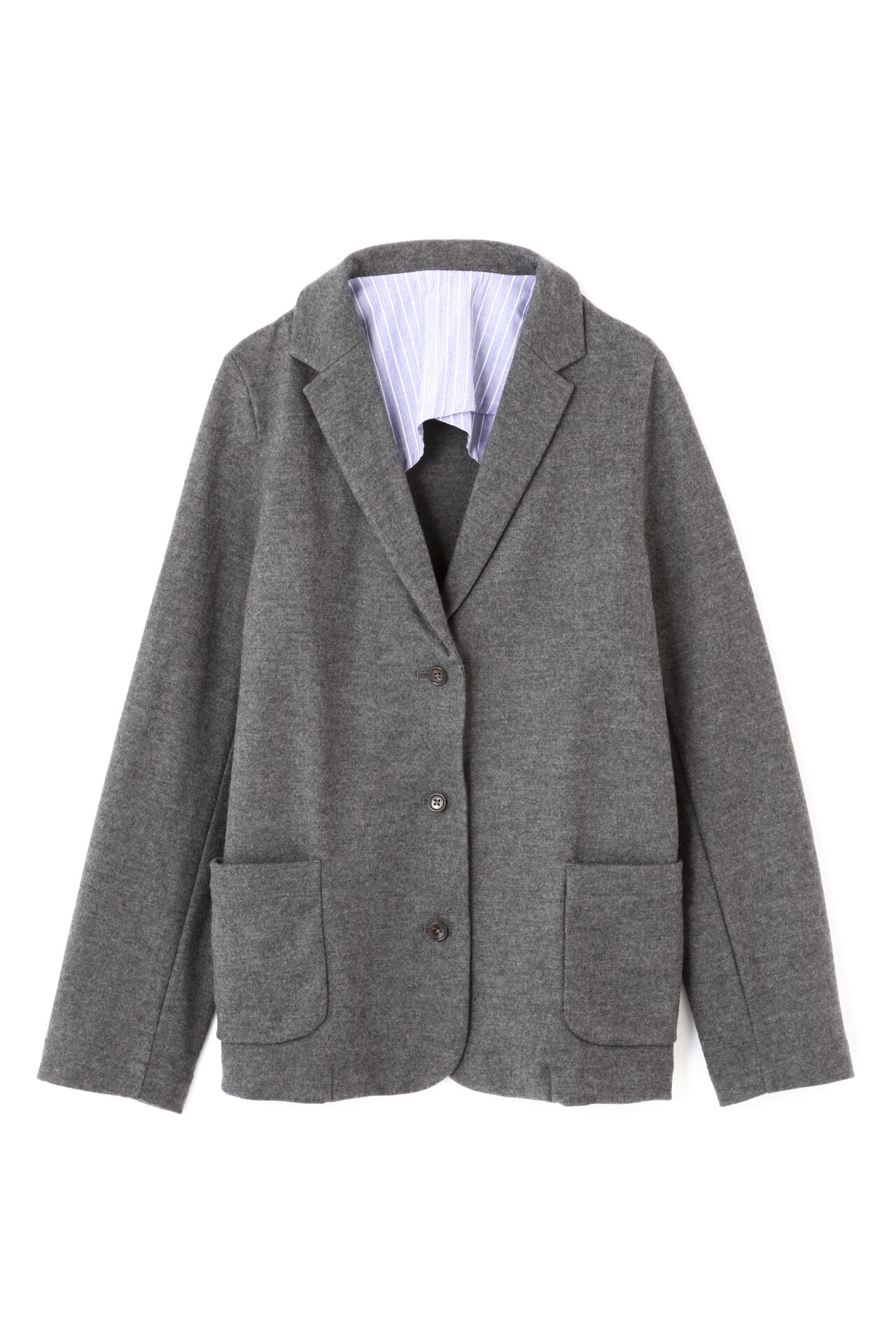  「カットソーテーラードジャケット」|ブルゾン・スタジャン|グレー1