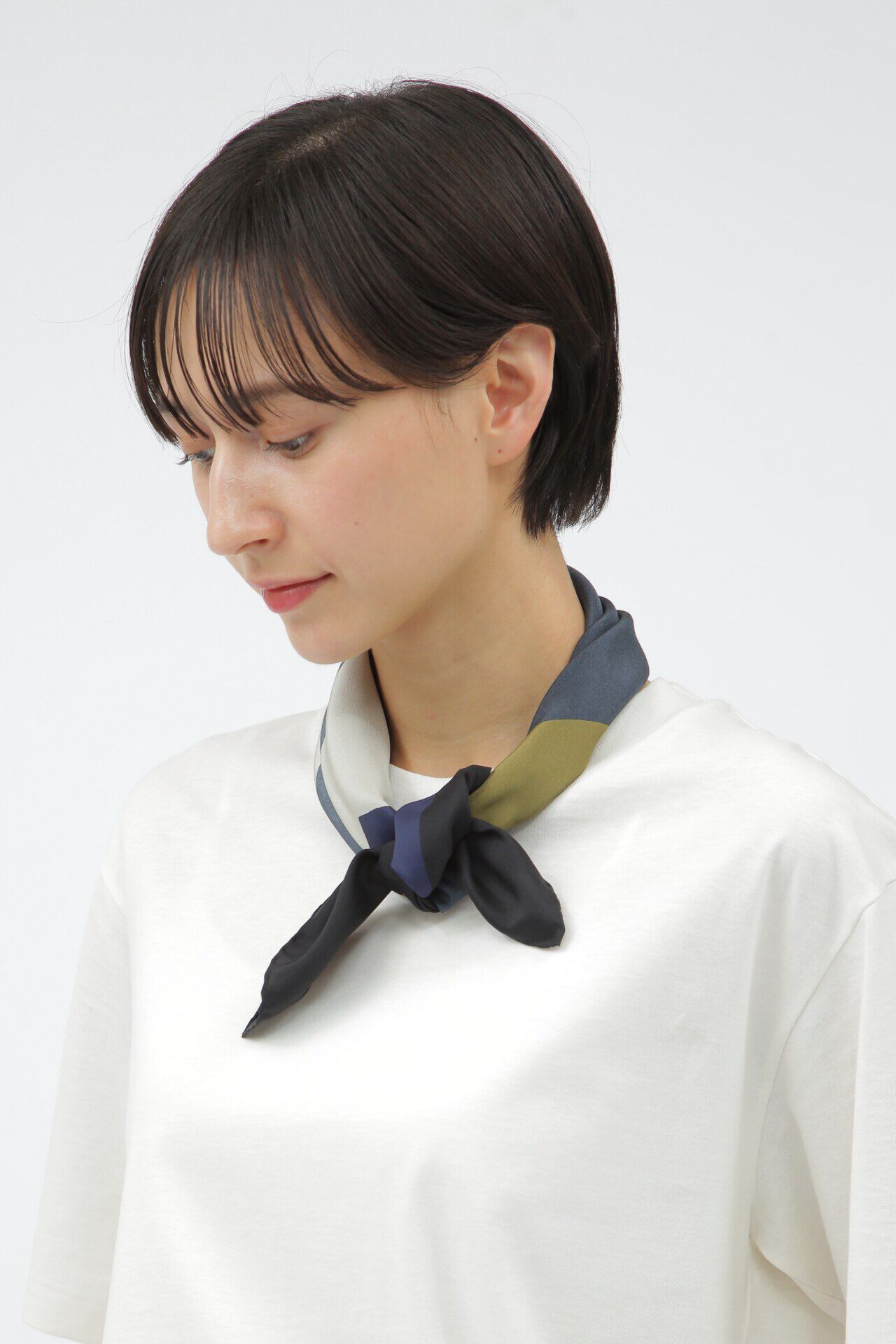  「SILK COLLAGE PRINT SCARF」|バンダナ・スカーフ|BLACK